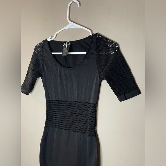 Bebe Black Dress Fishnet Detail Size M/L - Picture 2 of 5